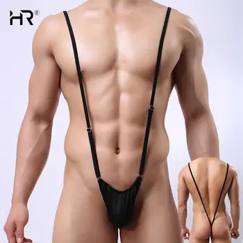 Pánske Sexy jumpsuit Popruh Nastaviteľné Jeden kus Remeň T-nohavice U Vypuklé Vrecku Dizajn Elastické Prádlo Gay Porno Erotického Kombinézu