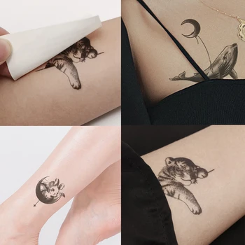 Dočasné Tetovanie Nálepky Tiger Mesiac Veľryba Osobnosti Simulácia Tetovanie Nálepky Black Dočasné Tetovanie Arm Tattoo Telo Make-Up