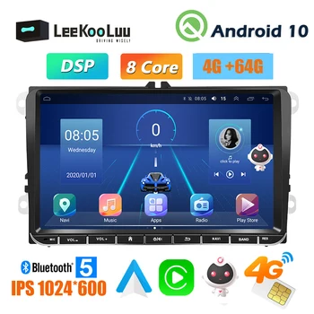LeeKooLuu 2Din autorádia Android 10 Multimediálny Prehrávač GPS DSP Carplay pre Volkswagen VW golf 5 6 passat b6 T5 Touran Polo, Tiguan