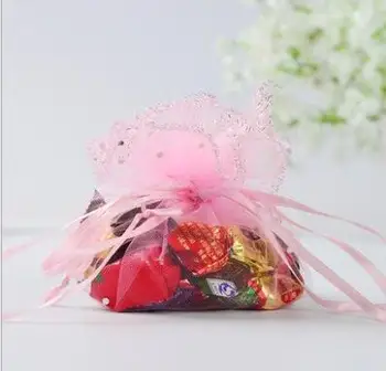 50pcs priemer 26 cm Ružové Kolo Organza Vrecka Šnúrkou šperky balenie vrecia na Svadbu/darček/potraviny/sladkosti/Vianočné Priadza taška