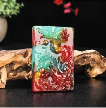 Prirodzené Farby Jade Dragon Prívesok Náhrdelník Čínsky Ručne Vyrezávané Kúzlo, Šperky, Módne Doplnky, Amulet pre Mužov, Ženy, Darčeky