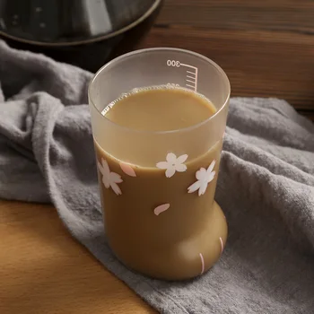 1pc Roztomilý Sklo Dievča Super Roztomilý Tvorivé Vody Pohár Absolvoval Mlieko Pohár Japonský Mačka Nohu Pohár nápojového Skla Šálka Kávy