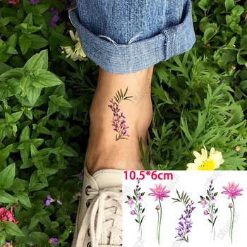 Nepremokavé Dočasné Tetovanie Nálepky Lotus Pupenec Levandule Slnečnice Body Art Flash Tetovanie Falošné Tatto Ženy Muži Ladys