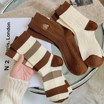 Jeseň Zima Hrubé Teplé Ponožky Ženy, Dievčatá, Študentov Stredných Škôl, Termálne Dlhé Ponožky Ženy Bežné Prekladané Harajuku Vintage Ponožky