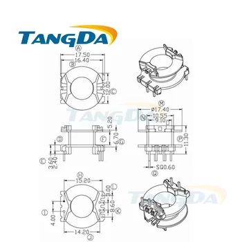 Tangda PQ PQ2017 Typ 4+2 pin 6P Cievky magnetické jadro + skeleton feritmi Napájací Transformátor bývanie PC40 DIP