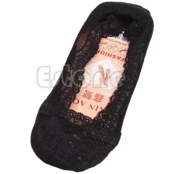 Móda Ženy Bavlnená Zmes Čipky Protišmykové Neviditeľné Nízky Rez Ponožky Prst Členok Ponožka 37JB