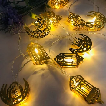 Ramadánu Moon Star Led Reťazec batérie Moon Star Mešita svetlá Eid Al Adha svietidla darček Pre Svietidlo Eid Mubarak Dekorácie