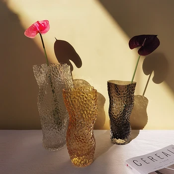 Jednoduché Nordic Dizajnér Svetlo Transparentné Sklenené Vázy Kvetinové Ozdoby Hosť Reštaurácia Dekorácie