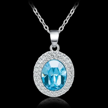 Garilina Módne všestranný boutique šperky Modrá Rakúskeho kryštálu zliatiny náhrdelník trend prívesok pre ženy P2101