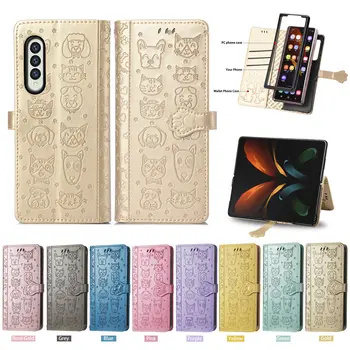 Roztomilý Módne Plnú Ochranu Kožené puzdro pre Samsung Galaxy Z Fold3 Zložiť 3 Flip Peňaženky Telefón Taška Kryt