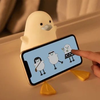 USB Nabíjateľné LED Nočné Svetlo Telefón Stojan Penguin Silikónové Dotykový Snímač Spálňa Nočná Lampa Pre Deti Baby Darček