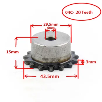 04C,20 Zubov Prevodovky,43.5 mm Von s Priemerom 6 mm, Vnútorné Diery,Normy ANSI Priemyselné Valčekové Reťaze a reťazových kolies