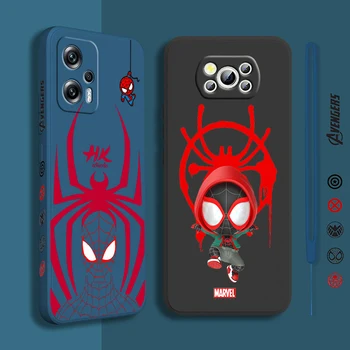 Marvel Červený Hrdina SpiderMan Telefón Prípade Xiao POCO M5 C40 M4 X4 F4 C40 X3 NFC F3 GT M4 M3 M2 Pro C3 X2 Kvapaliny Vľavo Lano Mäkké Pokrytie