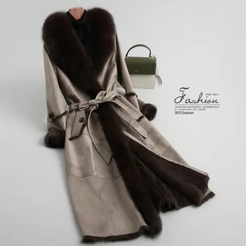 Prírodné Kožušiny Kabát Ženy Vintage Reálne Králik Kožušinové Bundy Fox Kožušiny Golier Zimný Kabát Ženy Oblečenie 2020 Zdvojnásobiť Stretávajú Kabát Hiver 1822