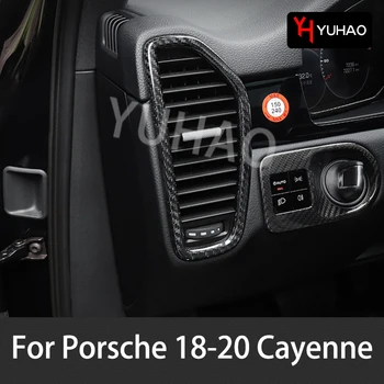 2 Ks Auto Odvzdušňovací Uhlíkových Vlákien Dekoratívne Nálepky Pre Porsche 2018-2020 Cayenne Interiéru Vozidla Styling Úprava Dodávky