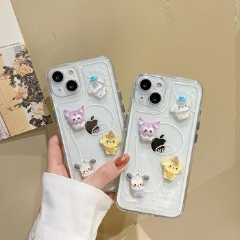 Sanrio 3D Hello Kitty kuromi moje melódie cinnamoroll Telefón puzdro Pre Iphone 11 12 13 Pro Max X Xs Xr 7 8 Plus Priehľadný Kryt
