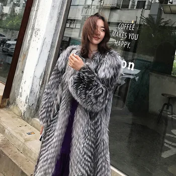 2021 jesenné a zimné nové žien kožušinový kabát imitácia líška srsť dlhá-cut kabát módne trendy kožené kožušinový kabát zimné oblečenie plu