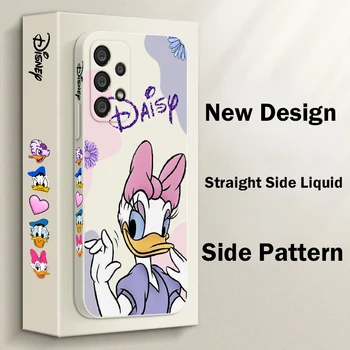 Disney Donald Duck Daisy Cartoon Telefón puzdro Pre Samsung A73 A53 A33 A52 A32 A71 A51 A21S A03S A50 A30 5G Kvapaliny Vľavo Lano Funda