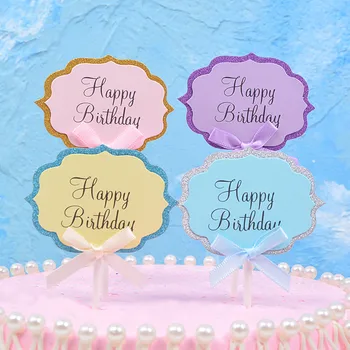 5 ks Happy Birthday List&Bowknot Tortu Vloží Kartu Cupcake Mulčovače, Dekorácie Tortu Príznak Pre Deti Narodeninovej Party Nástroje Dodávky