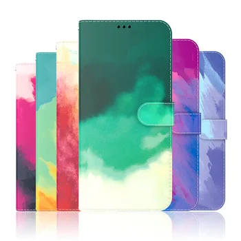 Telefón puzdro Pre Samsung Galaxy S8 S9 S10 S20 S21 FE Plus Ultra Poznámka 10 20 Lite Gradient Akvarel Kryt Karty Flip Kožené Peňaženky