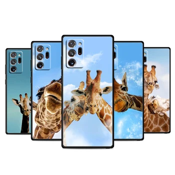 Roztomilý Zvierat Žirafa Kawaii pre Samsung Galaxy Note 20 10 9 8 M52 M21 F22 M32 A32 F42 F52 M12 M62 M01 M02 Black Telefón Prípade