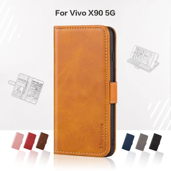 Flip Cover Pre Vivo X90 5G Obchodného Prípadu Luxusné Kožené S Magnetom Peňaženky Prípade Vivo X90 5G Kryt Telefónu