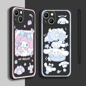 Sanrio Kuromi Melódie Roztomilý puzdro Pre Apple iPhone 14 13 12 Mini 11 Pro XS MAX XR X 8 7 6 Plus Kvapaliny Lano Kryt Telefónu Core Capa