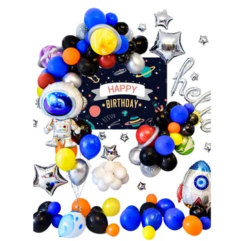 Solárny Systém Priestoru typu Cloud Happy Birthday Balón Party Dekorácie Auta Vesmíru Téma Cesta na Mesiac, party dekorácie