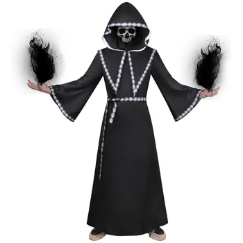 Sprievodca Horor smrtka Kostým Smrti Plášť Čierny s Cape Sprievodca Upír Ghost Cosplay Stredoveké Halloween Kostým