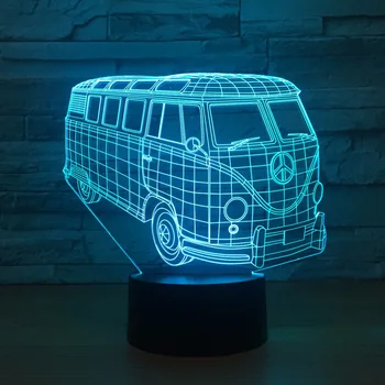 3D Školský Autobus Svetlá 3D LED Farebný Akryl na Čítanie ako Domáce Dekorácie Svetlá Deti Študent Darček s USB kábel