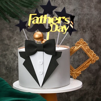 Dať Otca Dar motýlik OTEC Tortu Vňaťou Zlato Akryl Deň otcov Happy Birthday Cake Vlajka Wite Photo Frame Pečenia Dodávky