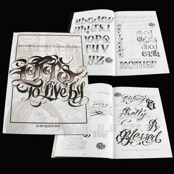 Tetovanie Dodávky Anglický Písma, Knihy Populárny Anglický List Americký Vzor, Rukopis Obrázok A4 Veľkosť Tetovanie Maľovanie Začiatočník