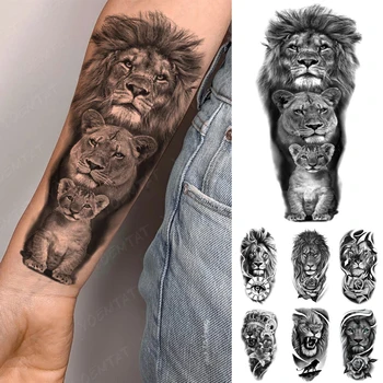 Nepremokavé Dočasné Tetovanie Nálepka Lev, Leopard Rodiny Tiger, Vlk Rose Flash Prenos Tatto Ženy Muži Ramena Body Art Falošné Tetovanie