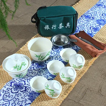 4 štýl Cestovanie Čaj Nastaviť Čínsky Prenosné Keramické Kosti Čína teaset Gaiwan Teacup Porcelánovú Šálku Čaju Na Kung-Fu Vonkajšie Kanvica Nastaviť