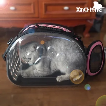 Pet taška prenosná transparentné mačka a pes batoh môže byť zložené zo štyroch strán priedušná crossbody výrobcov d