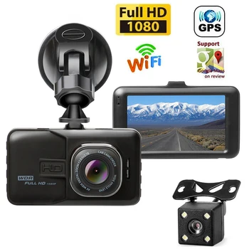 Automobilové DVR WiFi Full HD 1080P Dash Cam Pohľad Zozadu Obrázok, Video Rekordér Black Box Nočné Videnie Auto Dashcam Auto Fotoaparát, GPS Tracker