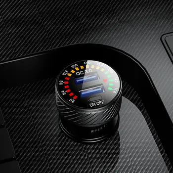 Nabíjačka do auta, QC 3.0 Zásuvky 3000MA Zásuvky s LED Farebný Displej Zásuvky Napájania Adaptér vhodný pre Morské Motocykel Golf Cart RV