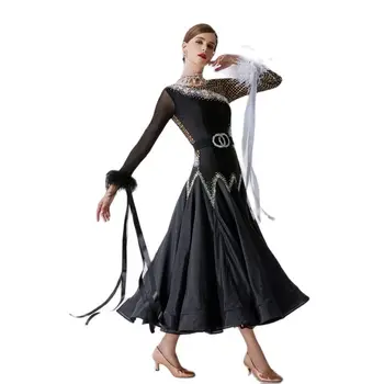 B-19447 High-end Vysoko Kvalitné Sexy Ženy, Dievčatá, Čierne Hladké Tanečnej Súťaže Nosiť Vlastné Sála Šaty S Pearl Hodváb