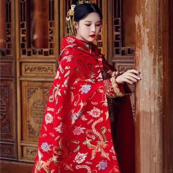 Čínsky Štýl Big Plášť Nové 2023 Jar Dávnych Kostým Phoenix Šaty Hanfu Svadobné Šaty Veľké Kapskom