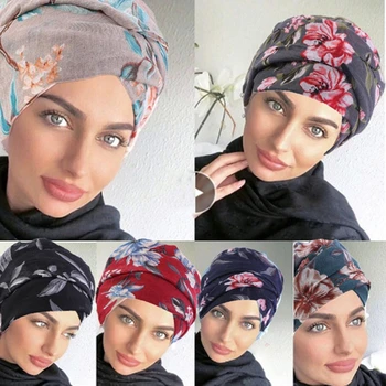 Ženy V Moslimských Bavlna Turban Skladacie Kríž Viazané Vlasy Páse Elastická Šatka Na Hlavu Zábal Pokrývku Hlavy Bandanas Lady Vlasy Klobúky Čiapočku