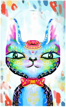 5D DIY Nalial Lepidlo Diamond Súpravy Maľovanie Vrúbkovaným Okrajom pre Dospelých Zvierat Kolo Vŕtať Drahokamu Výšivky Domov Stenu Decor Mačka