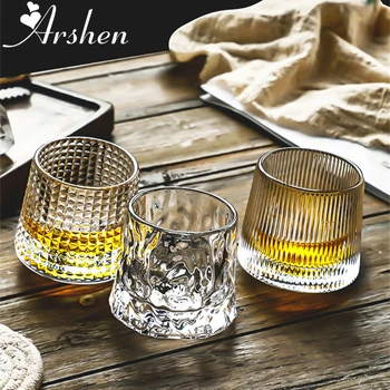 Arshen 170 ml Otočiť Whisky Sklenený Hrnček Tvorivé Nie Klesajúca Dizajn Crystal Strany, Káva, Mlieko, Víno, Pohár Priehľadný Pivo Steins Darček