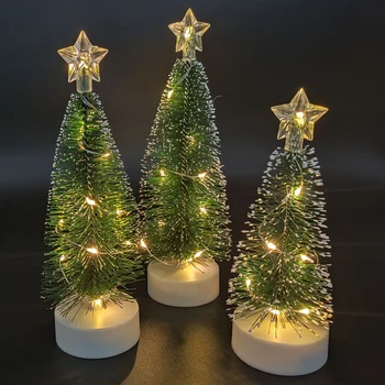 Malé Borovica Svetlo Dekoračné LED Ploche Zdobia Strany Mini So stojanom Vianočné Farebné Svetelné Darček Domov Decoratio