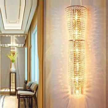 Veľké Nástenné Svietidlo Hotel Projekt Villa Veľké Krištáľovo Sconce Lobby Crystal Nástenné Svietidlá Moderný Mezonetový Dom Nástenné Svietidlo Crystal Lampa