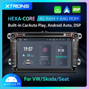 XTRONS Android 11 PX6 HEXA-CORE 4+64GB Auto Stereo Rádio DVD Prehrávač pre Volkswagen pre Škoda na Sedadlo Vstavaný DSP CP AA