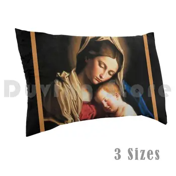 Panna Mária, Svätý Umenie Vankúš Vytlačené 50x75 Zlato Pamiatky Spasiteľa Náboženstvo Kresťanstvo Dieťa