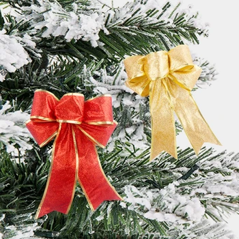 Vianočné Luky Závesné Dekorácie Zlato, Striebro, Červený Bowknot Ozdoby na Vianočné stromčeky Nový Rok 2022Christmas Darček Decor