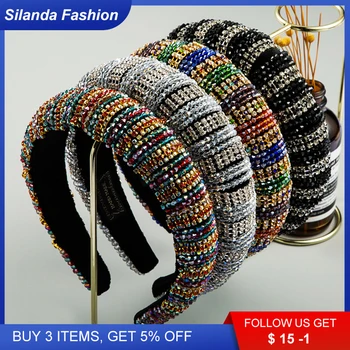 Silanda Módne dámske hlavový most Barokový Retro Crystal Rhinstone Setted Vlasy Kapely ZA Trendy Hand-made Strana Zobraziť Vlasové Ozdoby