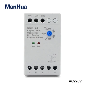 Manhua AC220V 50 / 60Hz DIN lištu SSR-04 hladina kvapaliny radič nastaviteľné 5-50kΩ