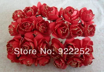Je 2,5-3 CM Lacné umelé papierové ruže kytice s lesk,diy plavidlá scrapbooking príslušenstvo&dekorácie pre garland&prospech box